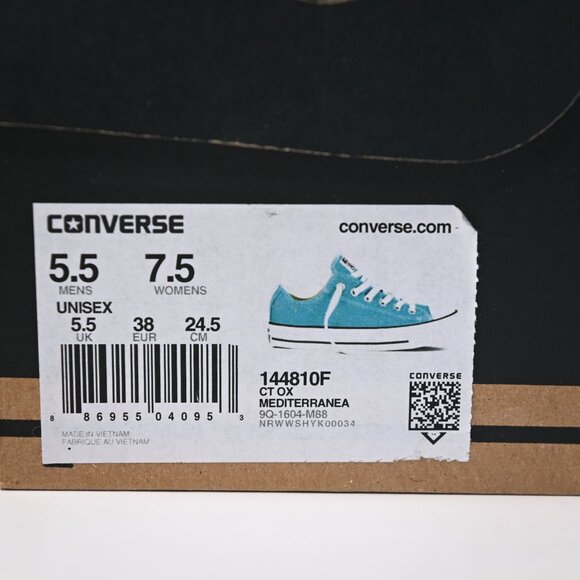 CONVERSE Chuck Taylor Teal All Star Unisex Low Top Sneakers - Men 5.5  Women 7.5 - Picture 13 of 15